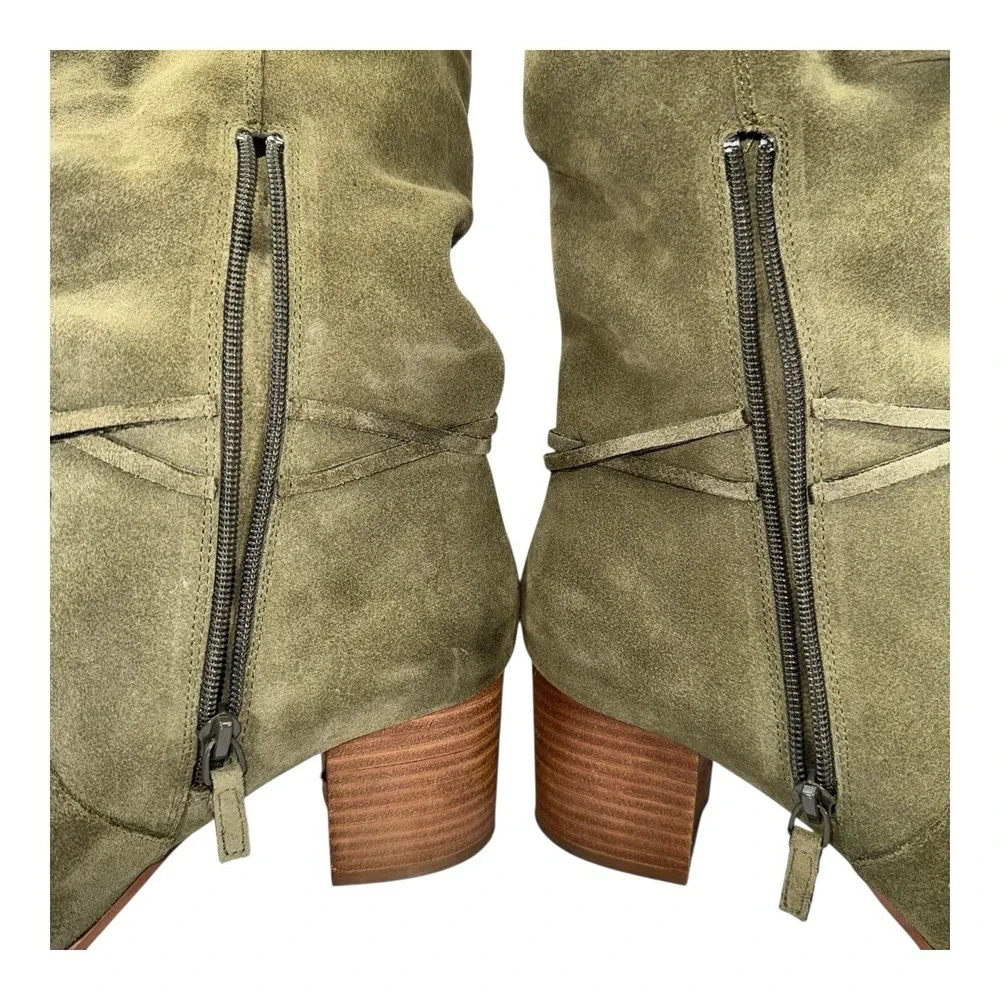 Violet & Red Janine Tall Shaft Olive Green Suede Boots Sz 8.5M - Picture 7 of 16